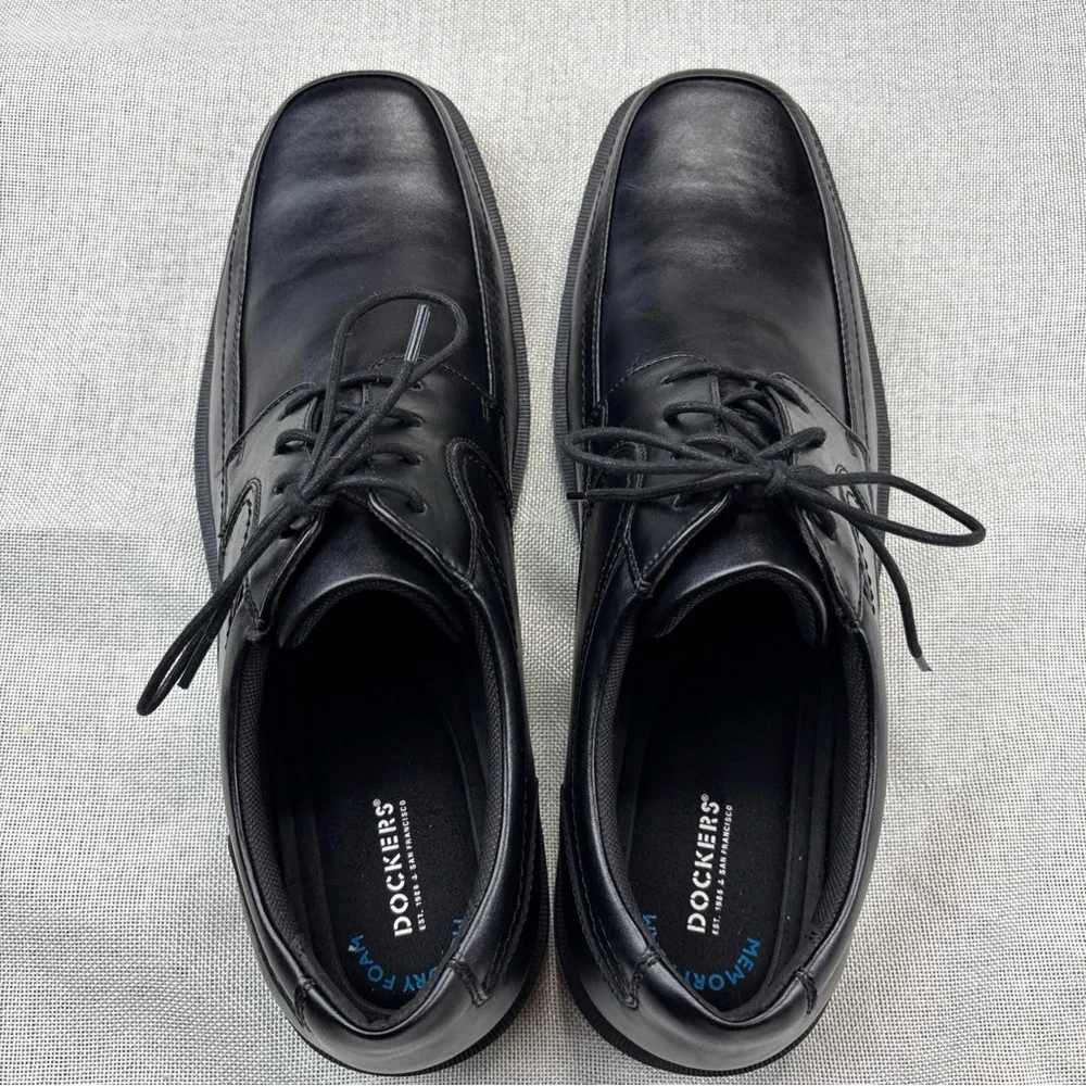 Dockers Mens Manvel Black Leather Dressy Oxfords Size 15M